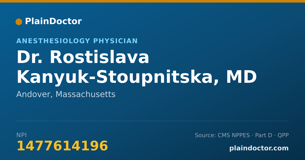 Shareable card for Rostislava Kanyuk-Stoupnitska, MD - Anesthesiology Physician, Andover, MA