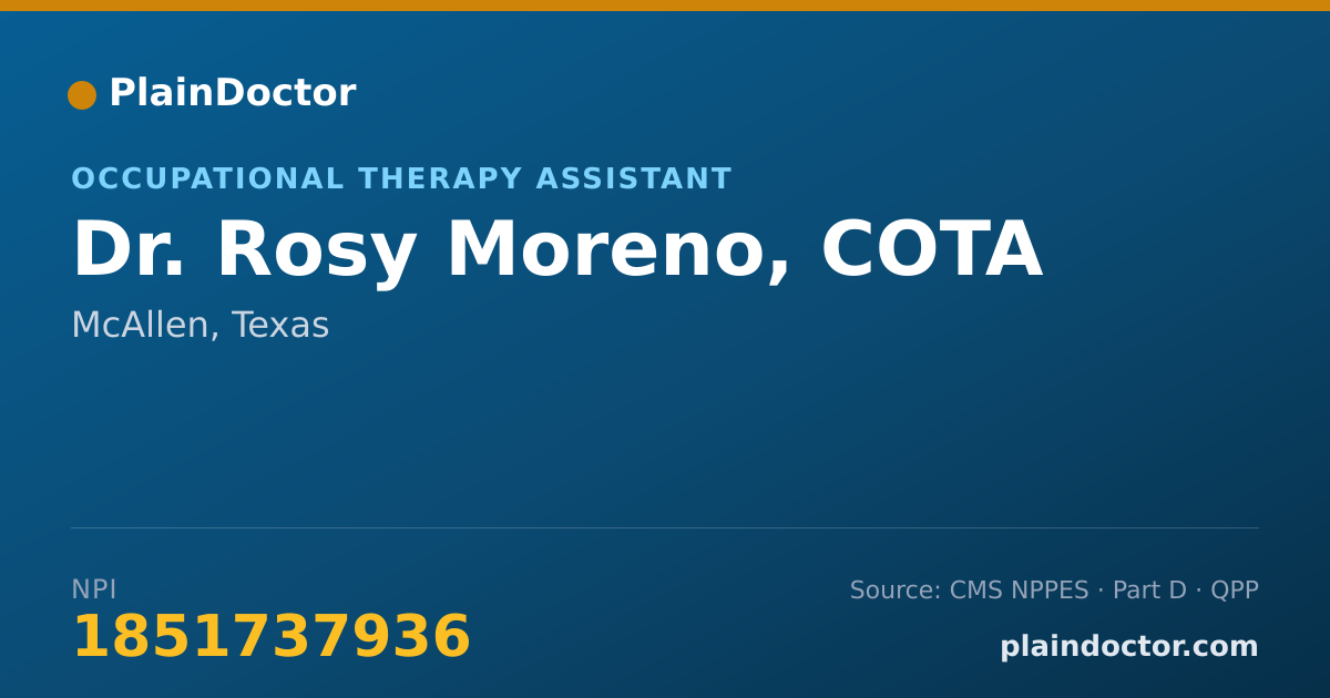 Shareable card for Rosy Moreno, COTA - Occupational Therapy Assistant, McAllen, TX