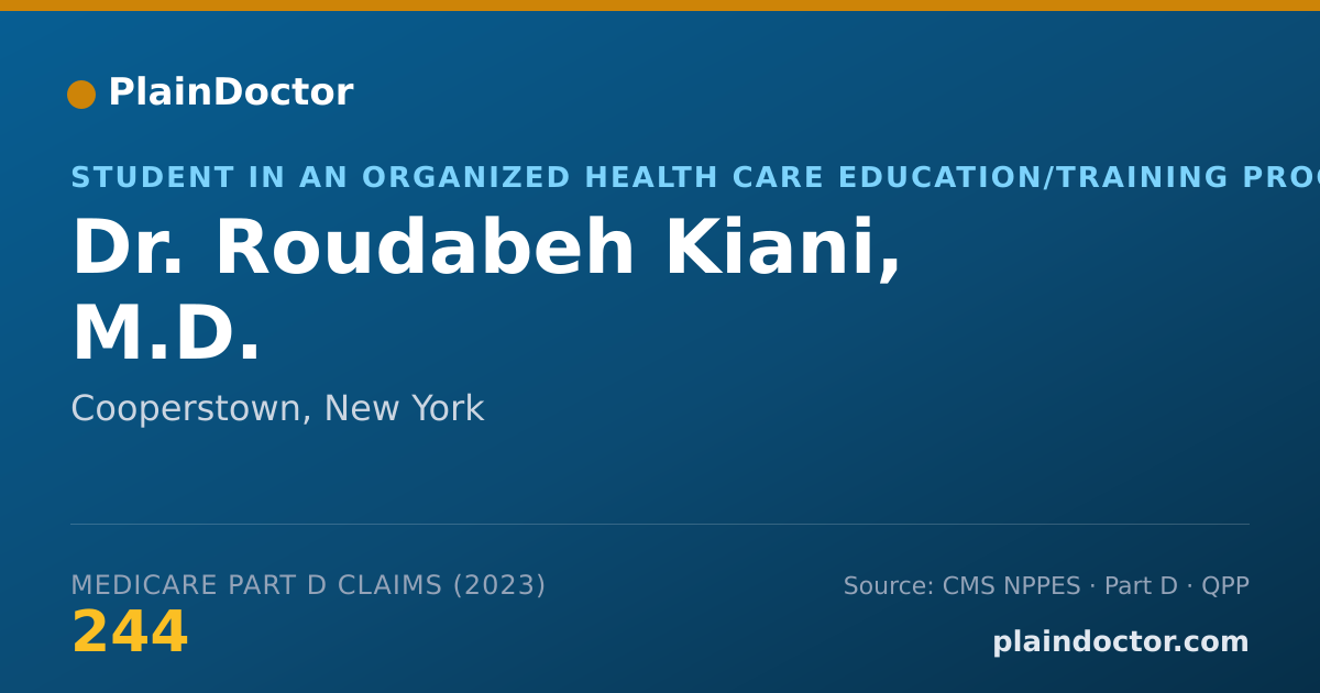 Shareable card for Roudabeh Kiani, M.D. - Student in an Organized Health Care Education/Training Program, Cooperstown, NY