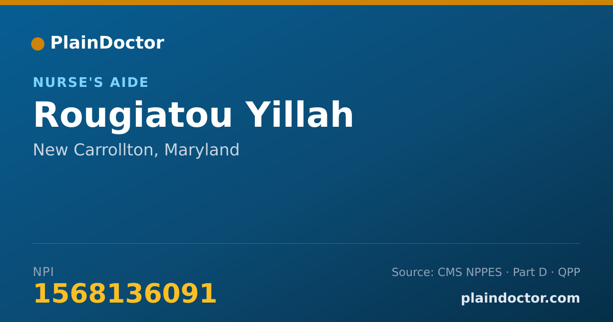 Shareable card for Rougiatou Yillah - Nurse's Aide, New Carrollton, MD