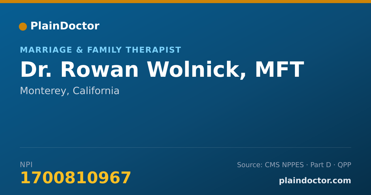 Shareable card for Rowan Wolnick, MFT - Marriage & Family Therapist, Monterey, CA