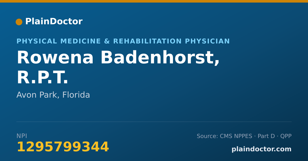 Shareable card for Rowena Badenhorst, R.P.T. - Physical Medicine & Rehabilitation Physician, Avon Park, FL