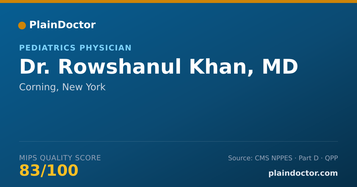 Shareable card for Rowshanul Khan, MD - Pediatrics Physician, Corning, NY