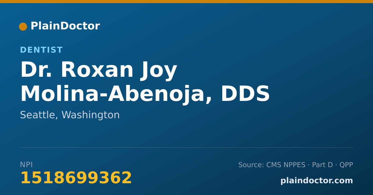 Shareable card for Roxan Joy Molina-Abenoja, DDS - Dentist, Seattle, WA