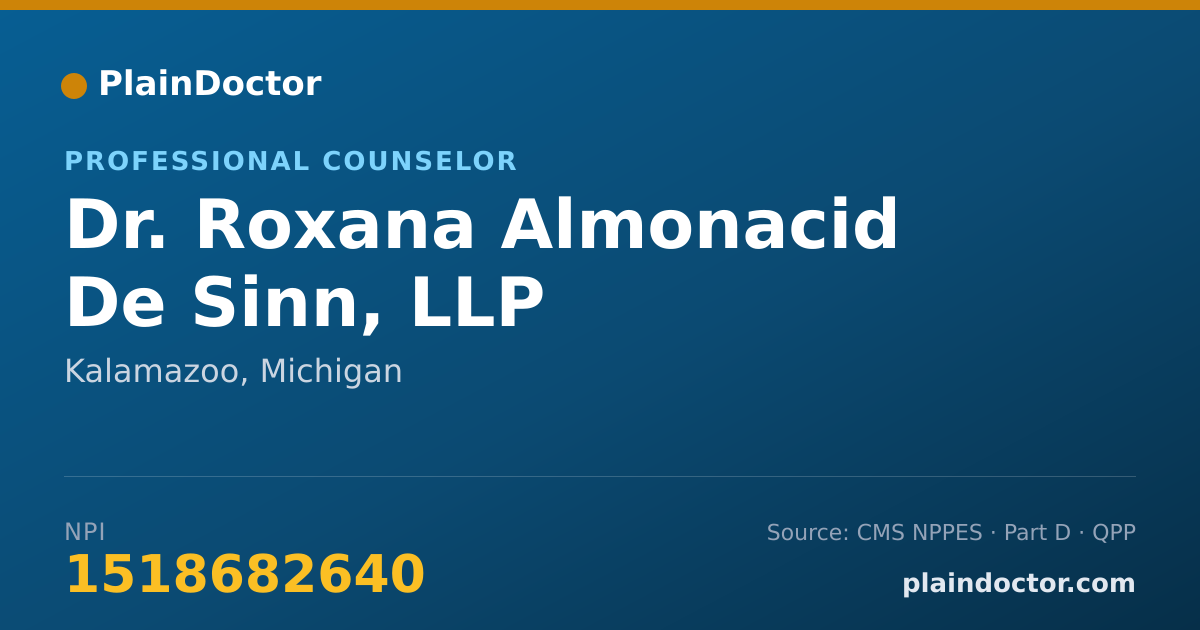 Shareable card for Roxana Almonacid De Sinn, LLP - Professional Counselor, Kalamazoo, MI
