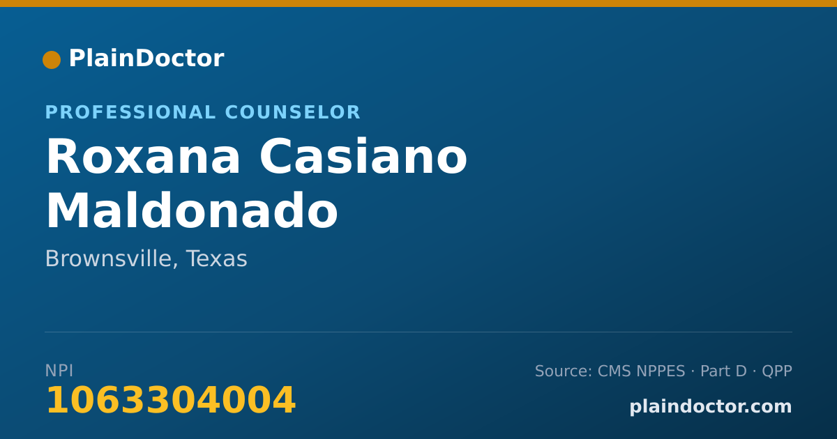 Shareable card for Roxana Casiano Maldonado - Professional Counselor, Brownsville, TX