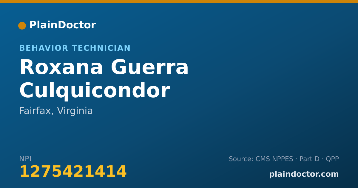 Shareable card for Roxana Guerra Culquicondor - Behavior Technician, Fairfax, VA