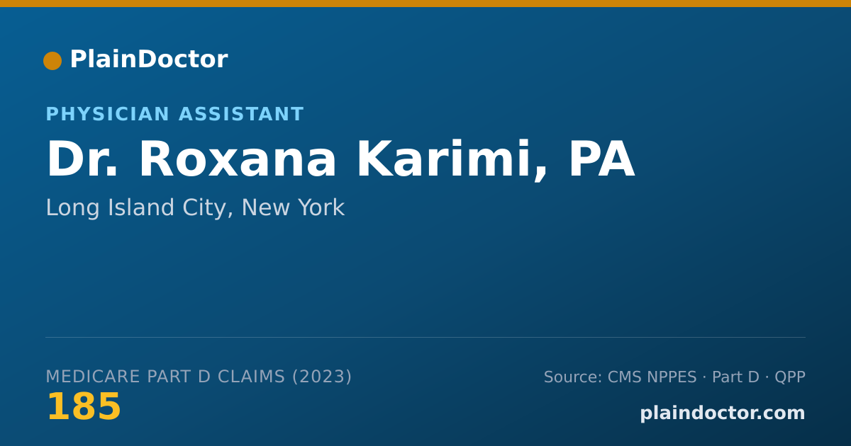 Shareable card for Roxana Karimi, PA - Physician Assistant, Long Island City, NY