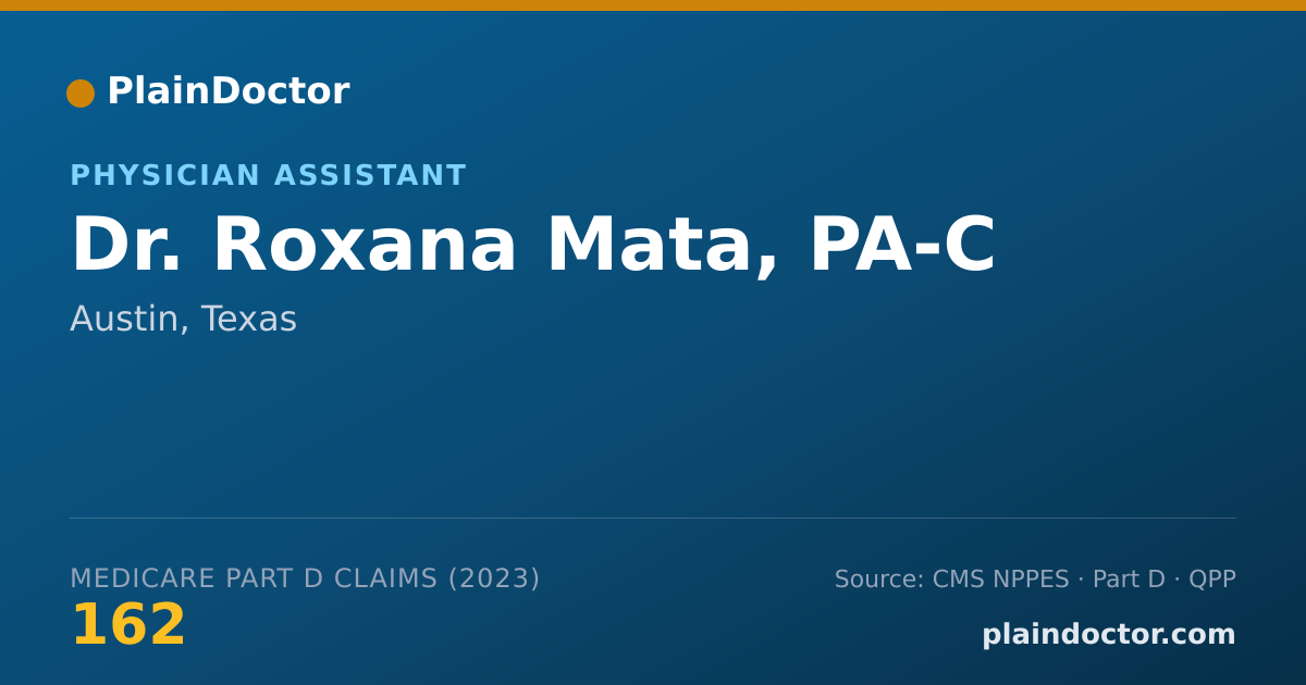 Shareable card for Roxana Mata, PA-C - Physician Assistant, Austin, TX