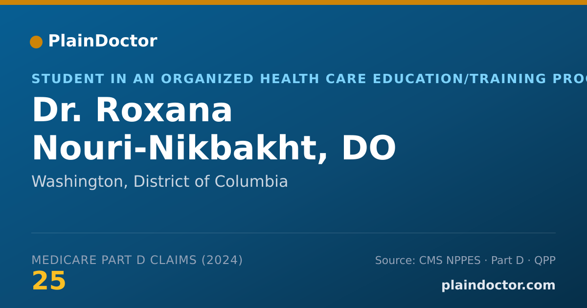 Shareable card for Roxana Nouri-Nikbakht, DO - Student in an Organized Health Care Education/Training Program, Washington, DC