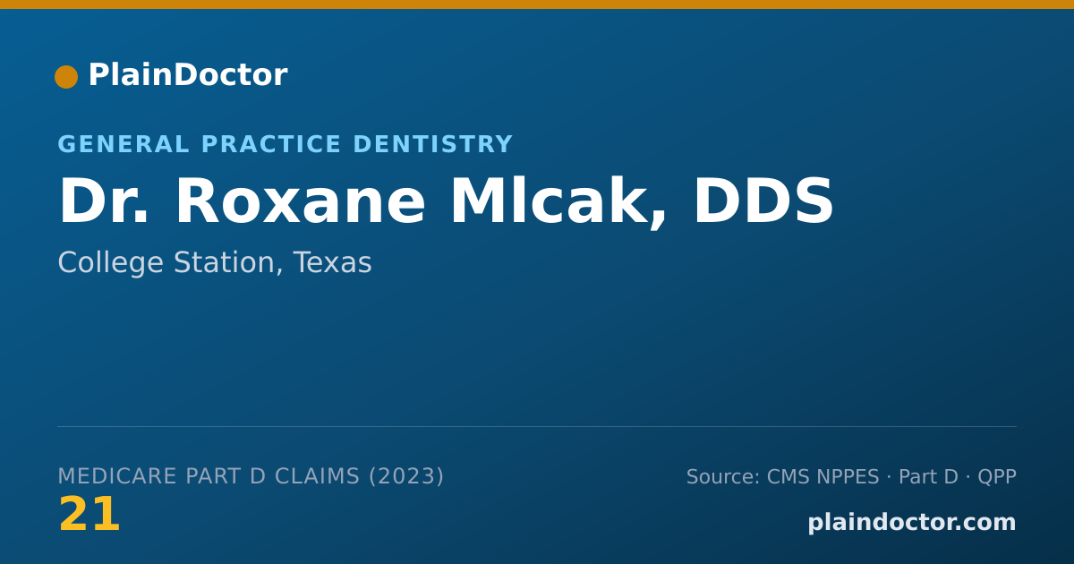 Shareable card for Roxane Mlcak, DDS - General Practice Dentistry, College Station, TX