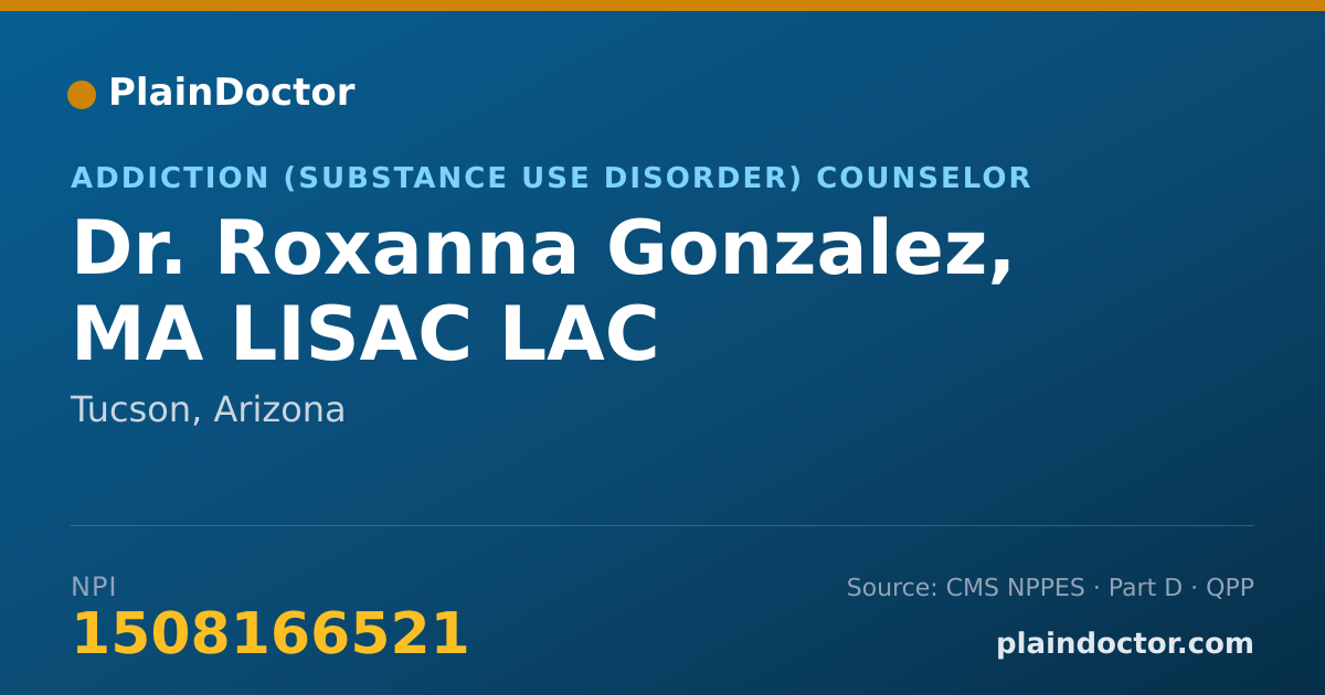 Shareable card for Roxanna Gonzalez, MA LISAC LAC - Addiction (Substance Use Disorder) Counselor, Tucson, AZ