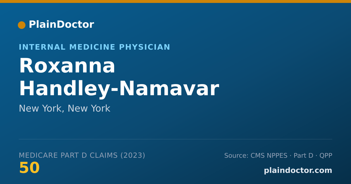 Shareable card for Roxanna Handley-Namavar - Internal Medicine Physician, New York, NY