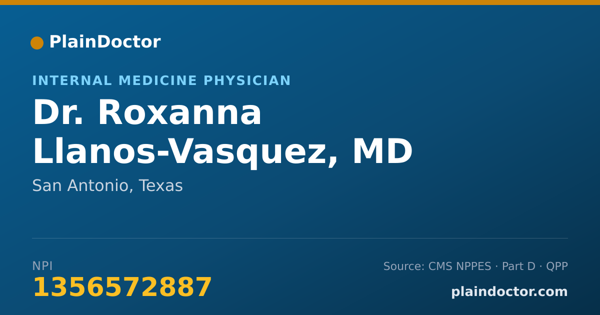 Shareable card for Roxanna Llanos-Vasquez, MD - Internal Medicine Physician, San Antonio, TX