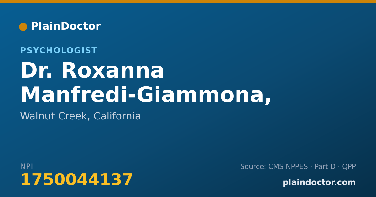 Shareable card for Roxanna Manfredi-Giammona, LICENSED CLINICAL PS - Psychologist, Walnut Creek, CA