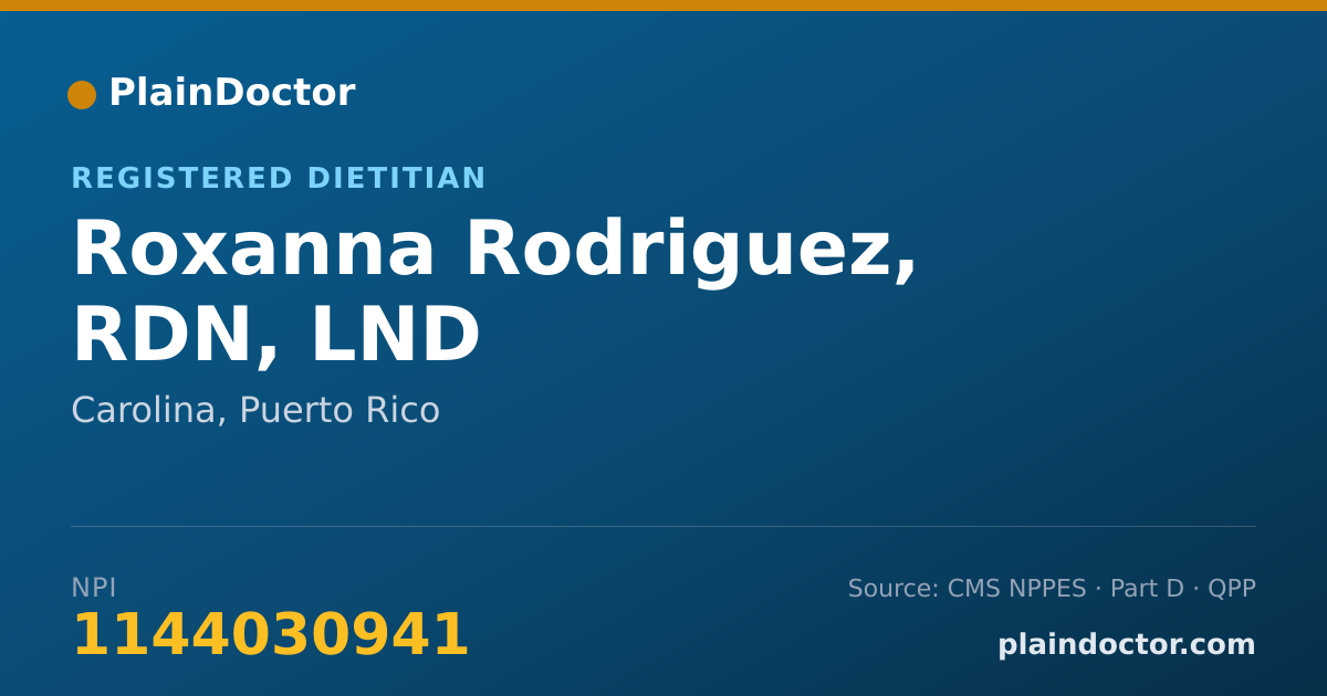 Shareable card for Roxanna Rodriguez, RDN, LND - Registered Dietitian, Carolina, PR