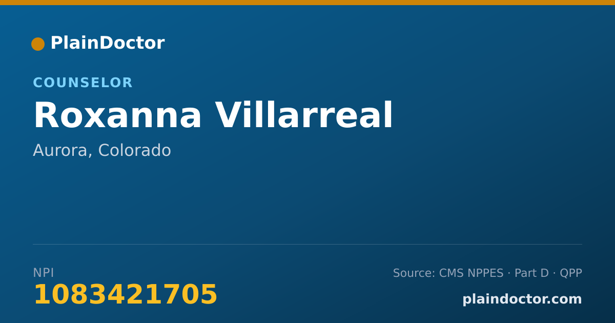 Shareable card for Roxanna Villarreal - Counselor, Aurora, CO