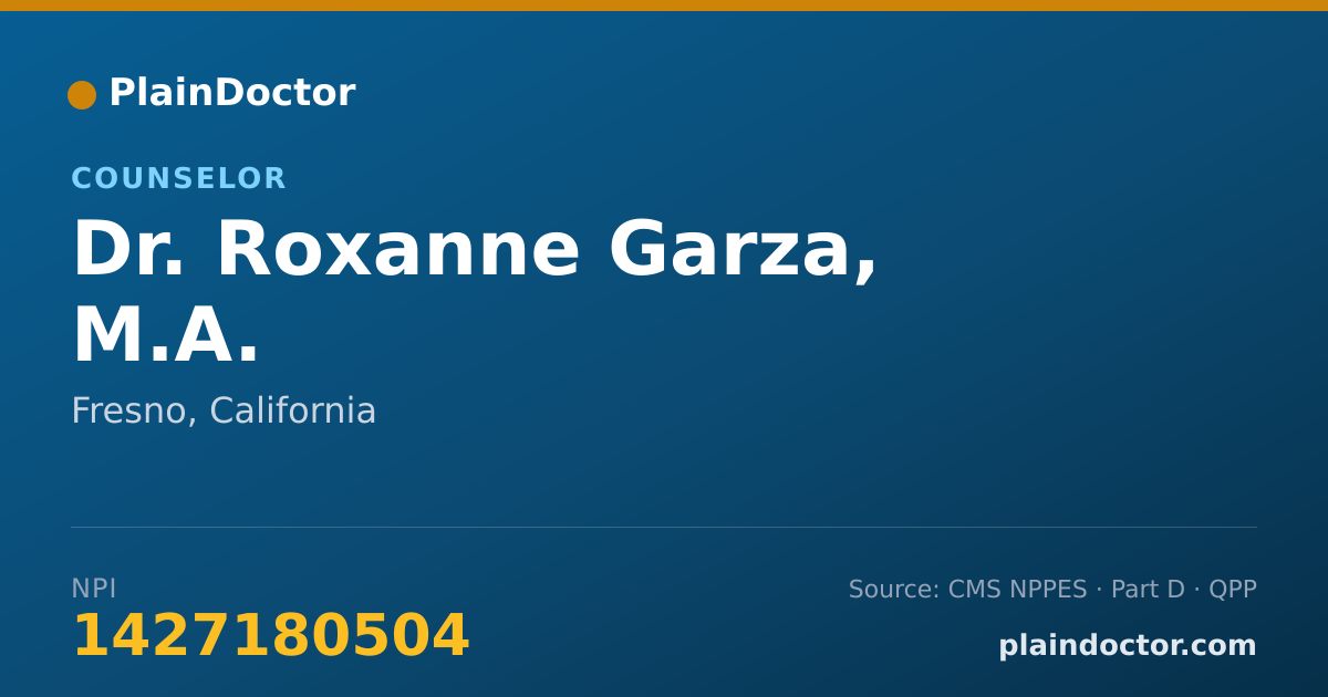 Shareable card for Roxanne Garza, M.A. - Counselor, Fresno, CA