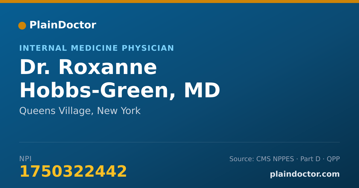 Shareable card for Roxanne Hobbs-Green, MD - Internal Medicine Physician, Queens Village, NY