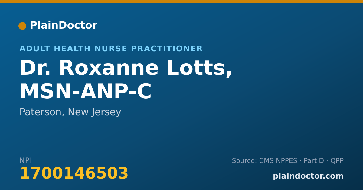 Shareable card for Roxanne Lotts, MSN-ANP-C - Adult Health Nurse Practitioner, Paterson, NJ