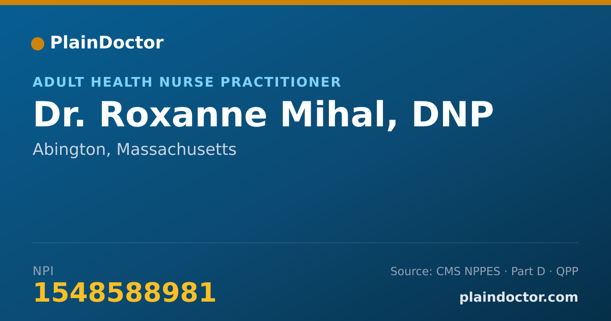 Shareable card for Roxanne Mihal, DNP - Adult Health Nurse Practitioner, Abington, MA