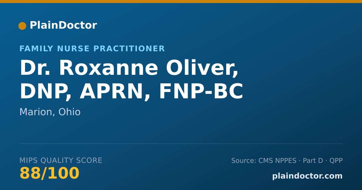 Shareable card for Roxanne Oliver, DNP, APRN, FNP-BC - Family Nurse Practitioner, Marion, OH