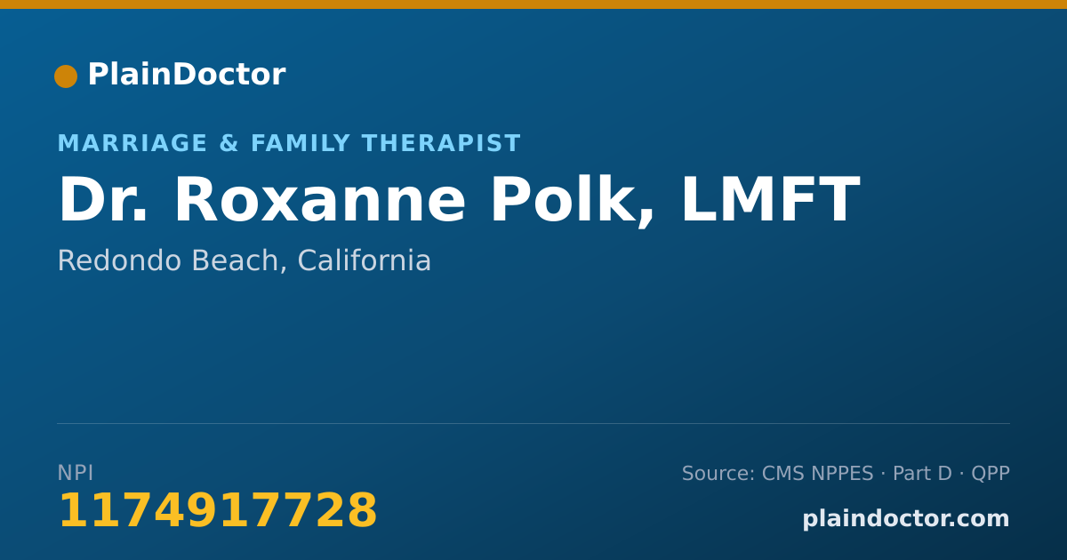 Shareable card for Roxanne Polk, LMFT - Marriage & Family Therapist, Redondo Beach, CA