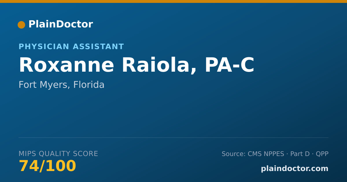 Shareable card for Roxanne Raiola, PA-C - Surgical Physician Assistant, Fort Myers, FL