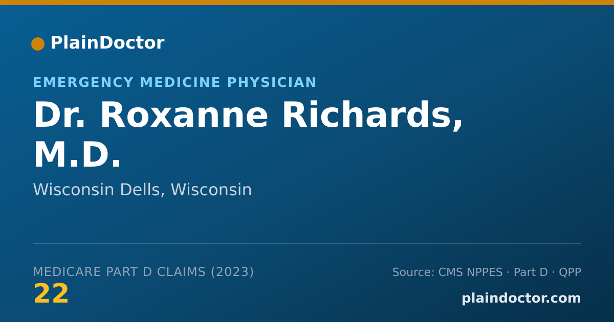 Shareable card for Roxanne Richards, M.D. - Emergency Medicine Physician, Wisconsin Dells, WI
