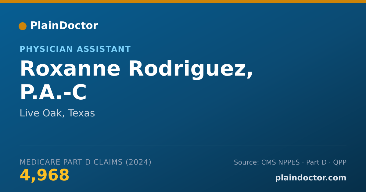 Shareable card for Roxanne Rodriguez, P.A.-C - Physician Assistant, Live Oak, TX