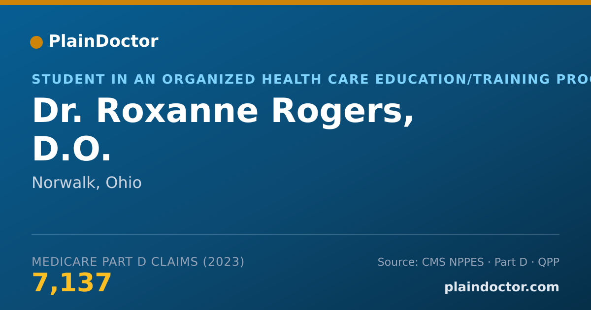 Shareable card for Roxanne Rogers, D.O. - Student in an Organized Health Care Education/Training Program, Norwalk, OH