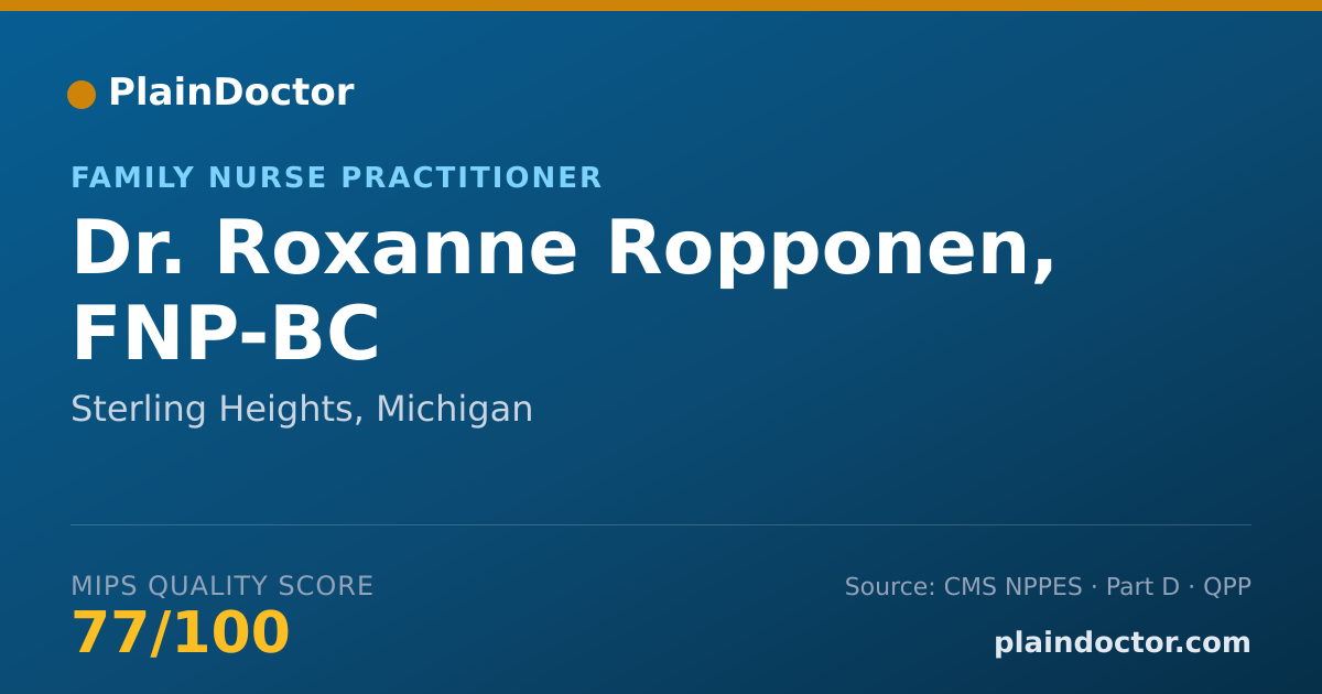 Shareable card for Roxanne Ropponen, FNP-BC - Family Nurse Practitioner, Sterling Heights, MI