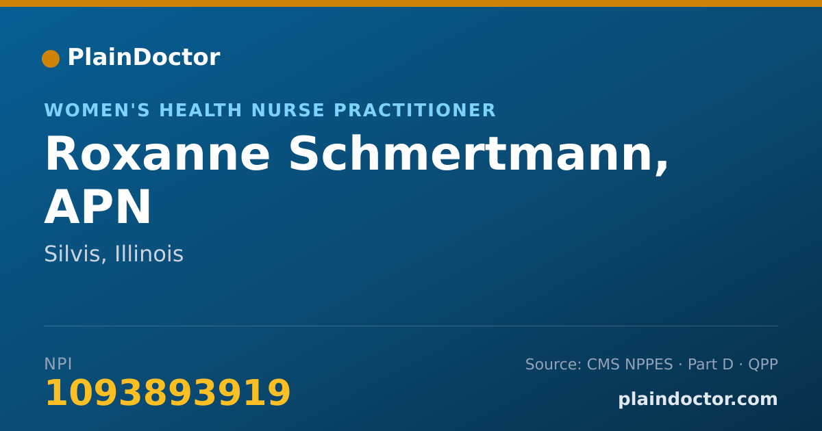 Shareable card for Roxanne Schmertmann, APN - Women's Health Nurse Practitioner, Silvis, IL