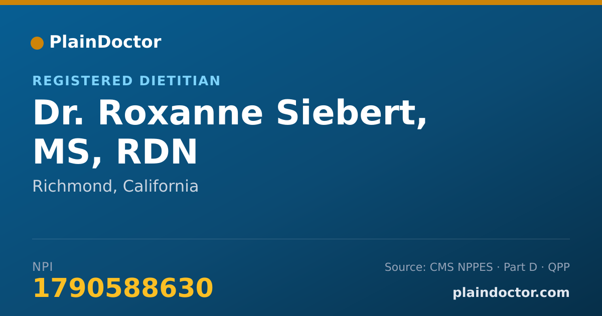 Shareable card for Roxanne Siebert, MS, RDN - Registered Dietitian, Richmond, CA