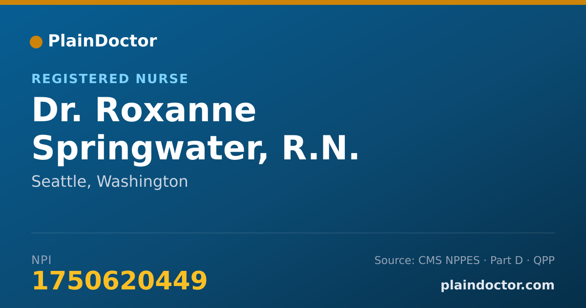 Shareable card for Roxanne Springwater, R.N. - Registered Nurse, Seattle, WA