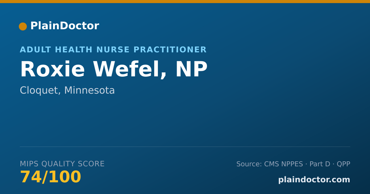 Shareable card for Roxie Wefel, NP - Adult Health Nurse Practitioner, Cloquet, MN