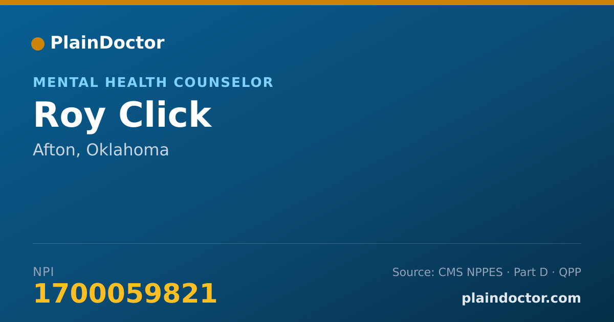 Shareable card for Roy Click - Mental Health Counselor, Afton, OK