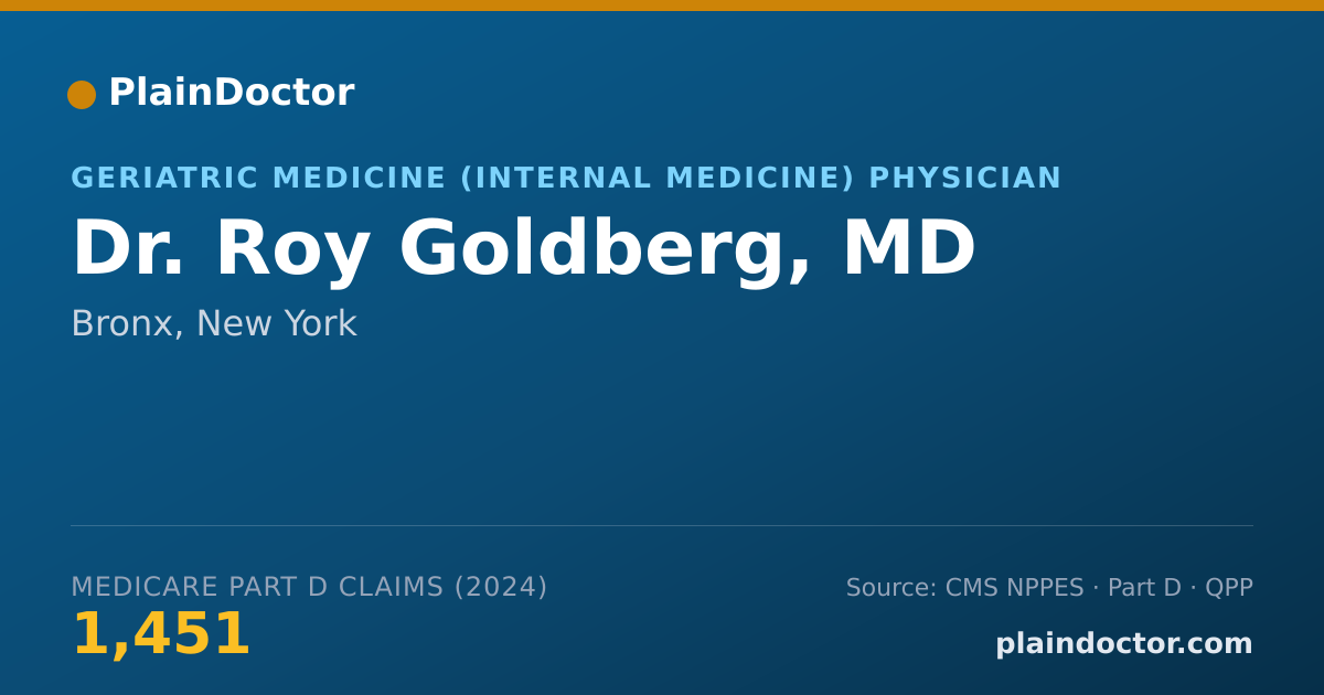 Shareable card for Roy Goldberg, MD - Geriatric Medicine (Internal Medicine) Physician, Bronx, NY