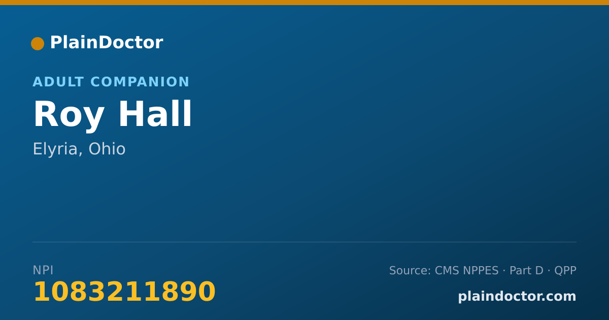 Shareable card for Roy Hall - Adult Companion, Elyria, OH