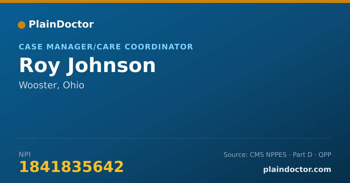 Shareable card for Roy Johnson - Case Manager/Care Coordinator, Wooster, OH