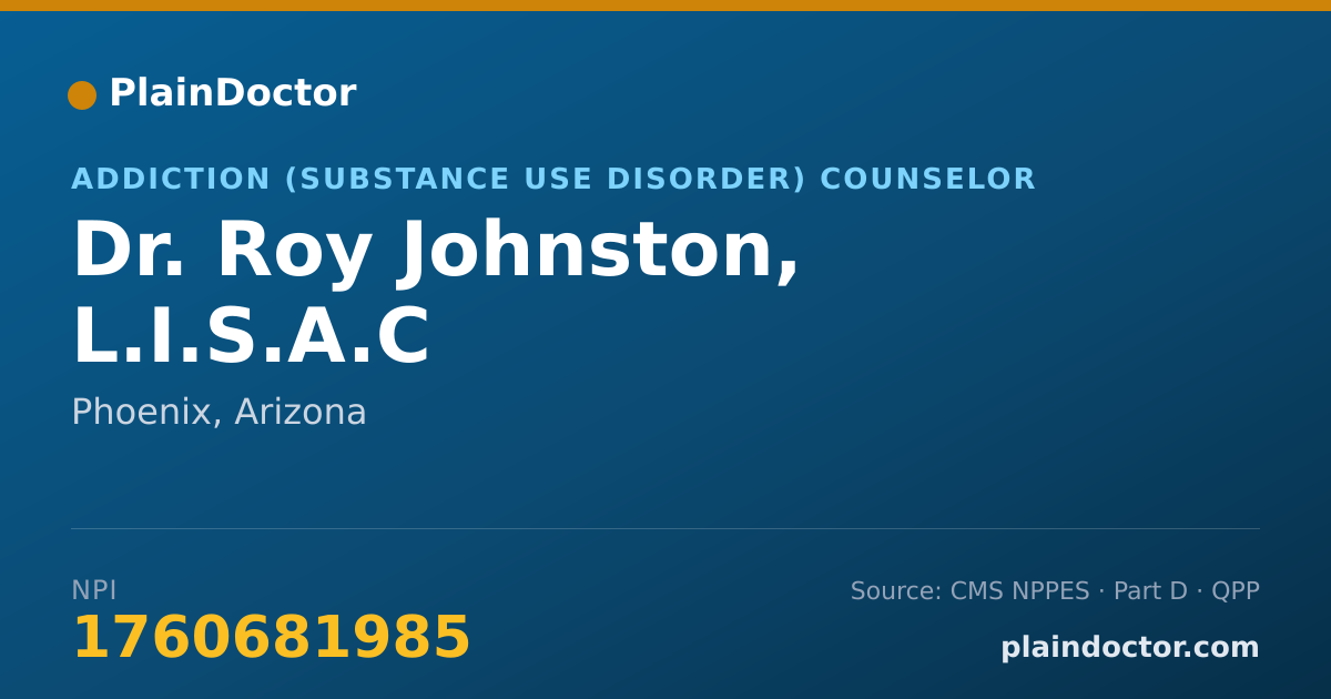 Shareable card for Roy Johnston, L.I.S.A.C - Addiction (Substance Use Disorder) Counselor, Phoenix, AZ