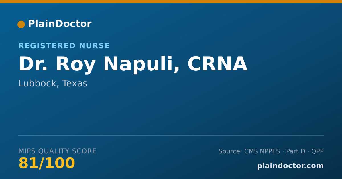 Shareable card for Roy Napuli, CRNA - Registered Nurse, Lubbock, TX