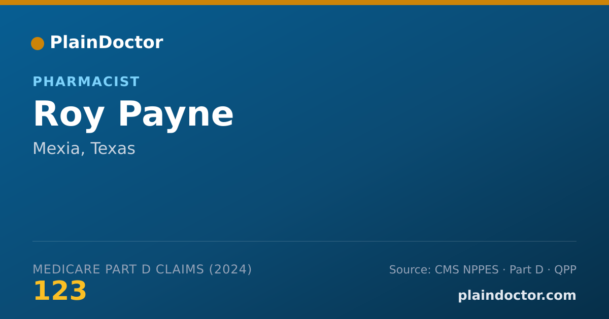 Shareable card for Roy Payne - Pharmacist, Mexia, TX