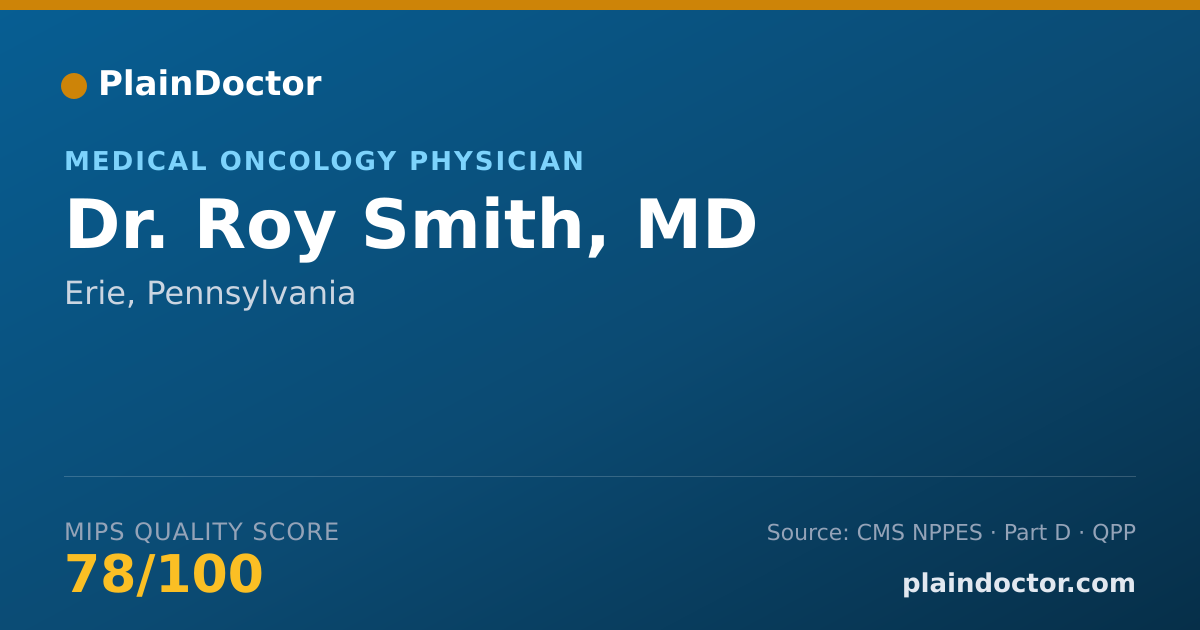 Shareable card for Roy Smith, MD - Medical Oncology Physician, Erie, PA