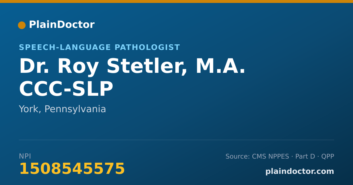Shareable card for Roy Stetler, M.A. CCC-SLP - Speech-Language Pathologist, York, PA