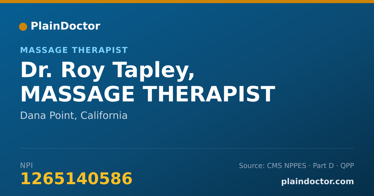 Shareable card for Roy Tapley, MASSAGE THERAPIST - Massage Therapist, Dana Point, CA