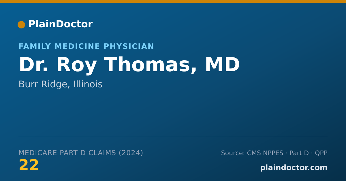 Shareable card for Roy Thomas, MD - Family Medicine Physician, Burr Ridge, IL