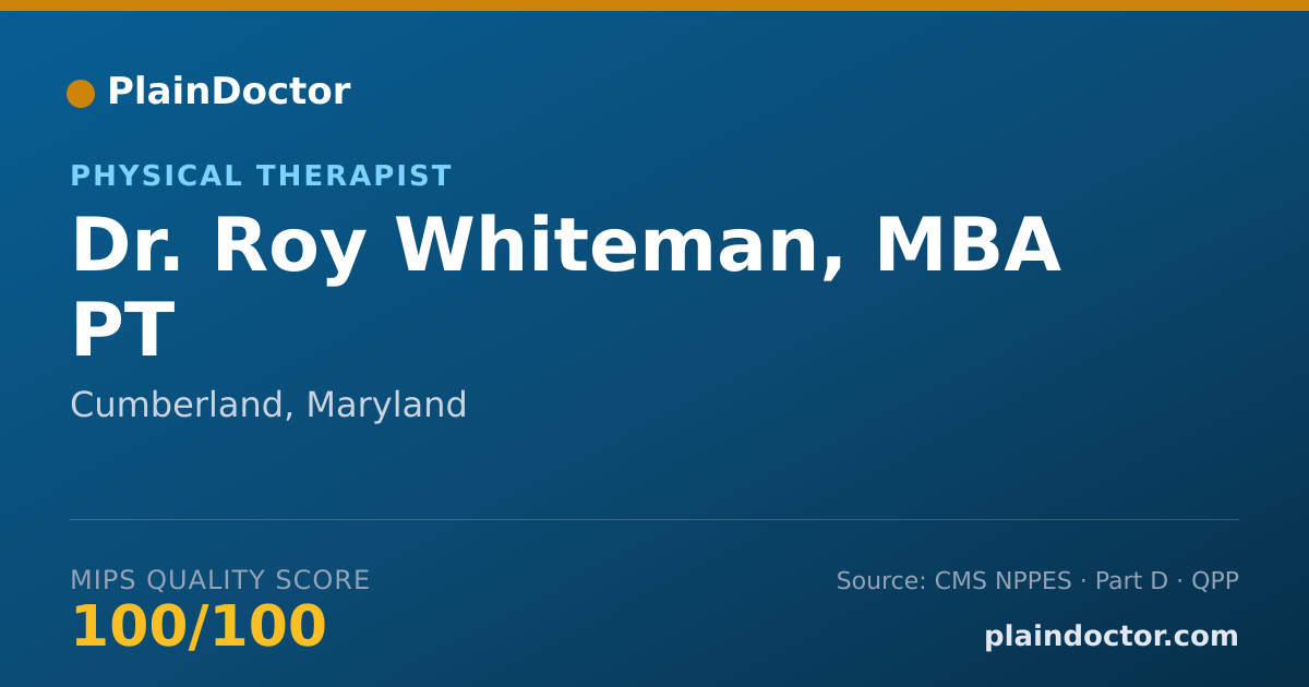 Shareable card for Roy Whiteman, MBA PT - Physical Therapist, Cumberland, MD