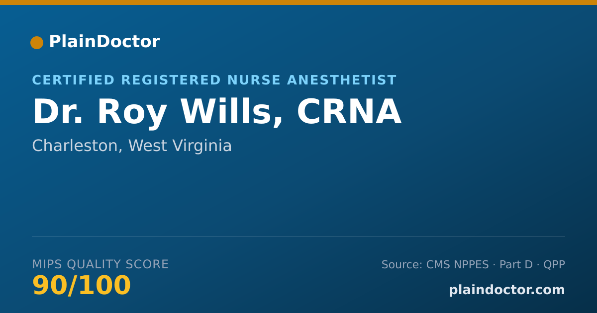 Shareable card for Roy Wills, CRNA - Certified Registered Nurse Anesthetist, Charleston, WV