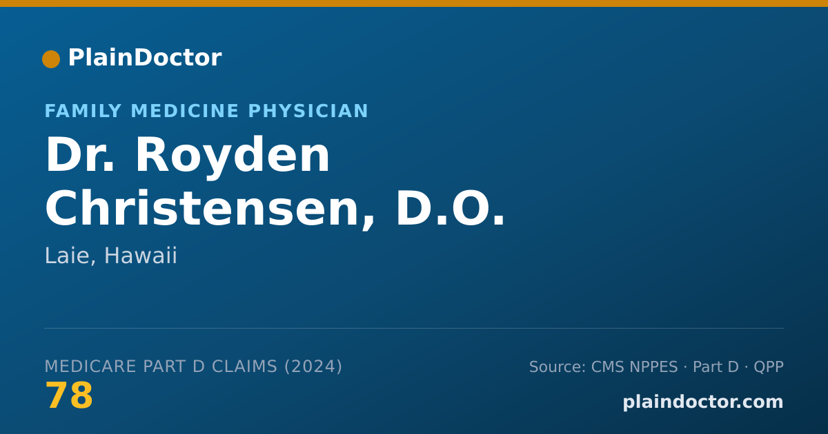 Shareable card for Royden Christensen, D.O. - Family Medicine Physician, Laie, HI